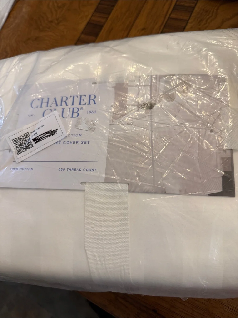 Charter Club White Damask 100% Cotton Count Duvet Cover Set - Retail $250